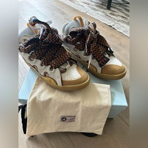 LANVIN men’s leather Curb sneakers